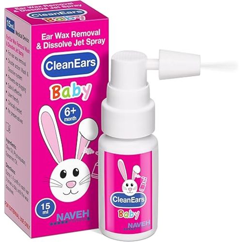 NAVEH PHARMA® CleanEars Baby | Fast-Acting Ear Wax Removal Spray | Breaks Down & Dissolves Earwax in Just 1 Treatment | Clinically Proven to Be 300% More Effective | Mineral Oil, Gentle&Safe | 0.5 OZ