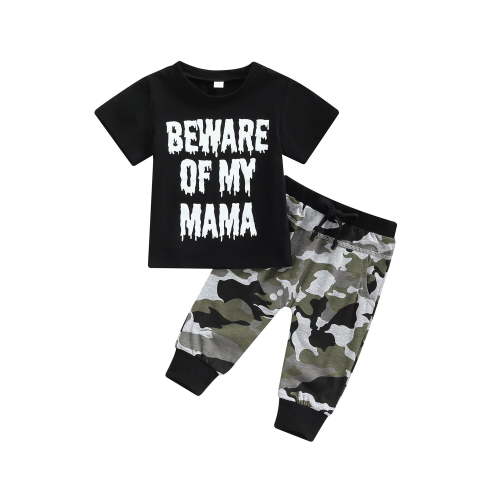Bagilaanoe Newborn Baby Boy Clothes 6 12 18 24 Months Short Sleeve Letter Print O-Neck T-Shirt Tree Long Pants 2Pcs Outfit Sets