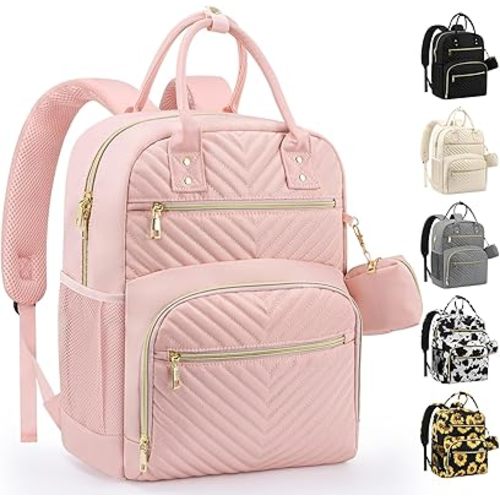 Diaper Bag Backpack,Baby Essentials Diapers Bag with Pacifier Case,Multipurpose Stylish Large Capacity Travel Backpack for Baby Girl/Boy(M-Pink)
