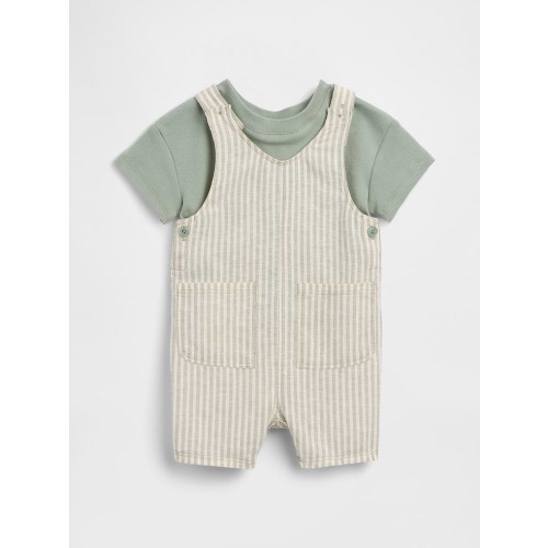 Baby Linen-Cotton Shortall Outfit Set