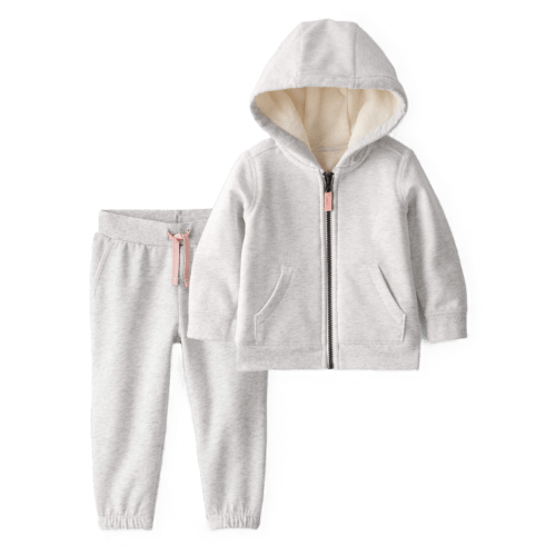 Baby Girl 2-Piece DayDream Fleece Hooded Sweatshirt & Joggers Set - Grey - Carter's | Carter's