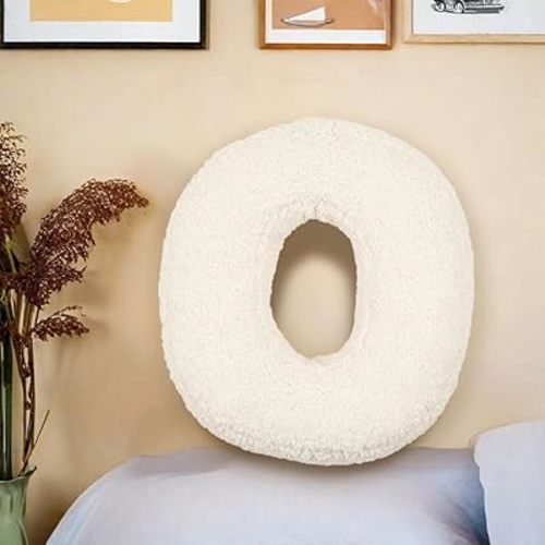Letter Plush Pillow, Hugging Throw Pillows, Decorative Initial Shaped Pillows for Bed Couch, English Alphabet A to Z for Sofa Bedroom Living Room Decor (O)