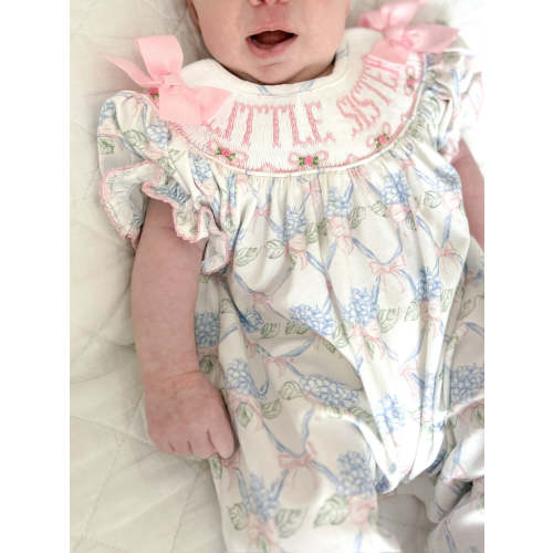 Little Sister Hand-Smocked Footie | Newborn Baby Girl Outfit – Sawyer + Spade