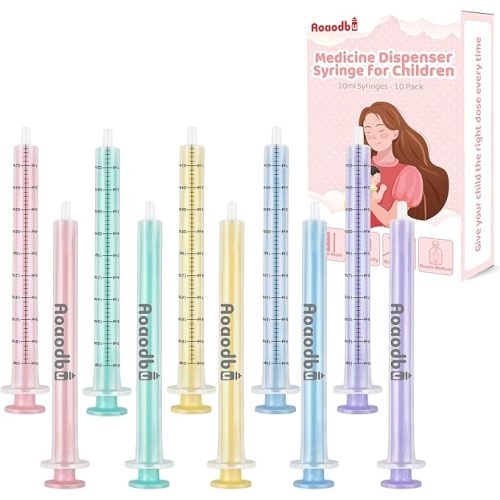 Baby Medicine Dispenser Syringe For Children,Oral Syringes, Liquid Plastic Syringe Without Needle,Leak proof Dosing Tools,5 Uniquely Colour Syringes - 10 Pack