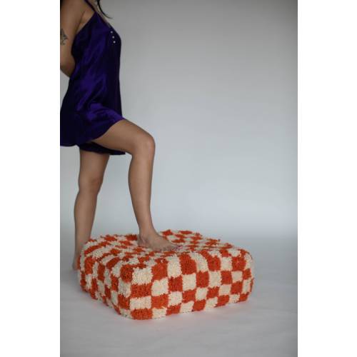 Handmade Checkered Moroccan Pouf/ottoman - Cover/unfilled - Etsy