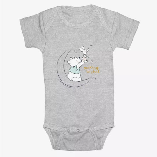 Disney Winnie The Pooh Piglet and Winnie Making Wishes Infant Bodysuit - GREY | BoxLunch
