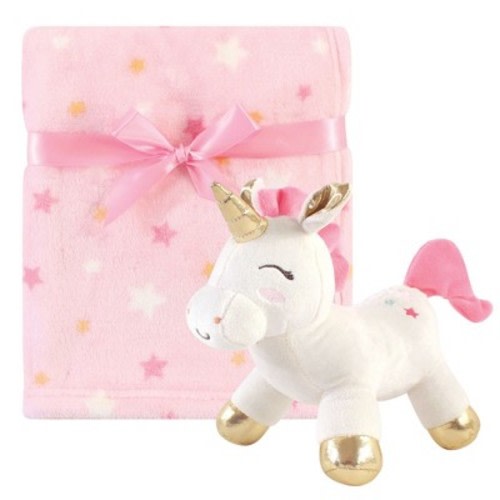 Luvable Friends Baby Girl Unicorn Themed Baby Bedding Set, Unicorn Blanket And Toy, One Size