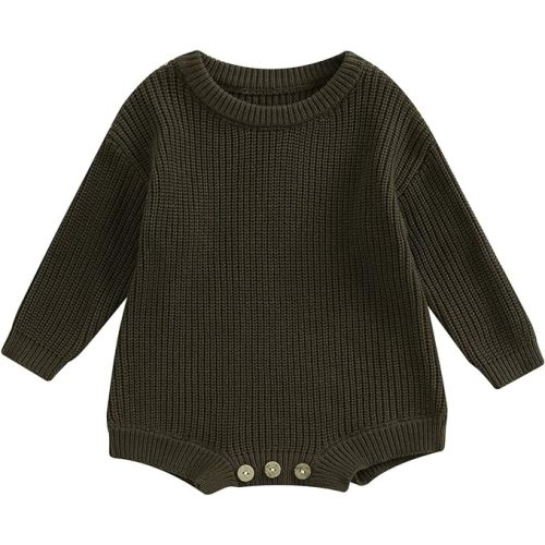 FYBITBO Baby Girl Boy Sweater Knit Oversized Pullover Sweatshirt Romper Onesie Warm Fall Winter Clothes Outfit Newborn