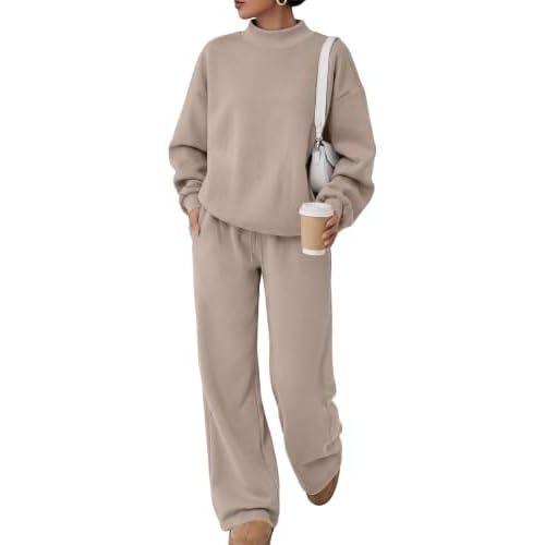 Trendy Queen Women's Mock Neck 2 Piece Sweat Sets Sweatsuits Fall Outfits