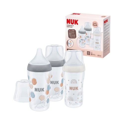 Nuk Perfect Match PP Bottle 3 Pack White Size 260ml