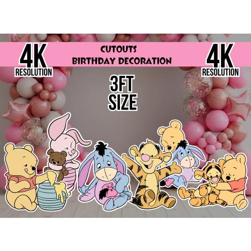 Winnie The Pooh Cutout Standee, Baby Winnie And Friends, Pooh Baby shower Party Decor, Birthday Party Stand Up Prop (Digital Download)