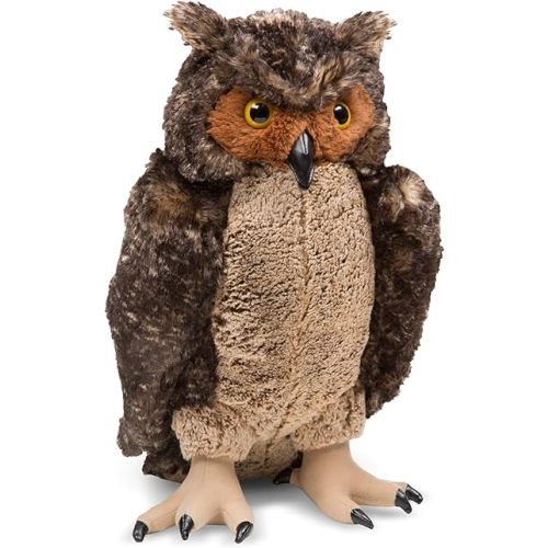 Melissa & Doug Giant Owl - Lifelike Stuffed Animal (17 inches Tall), Brown