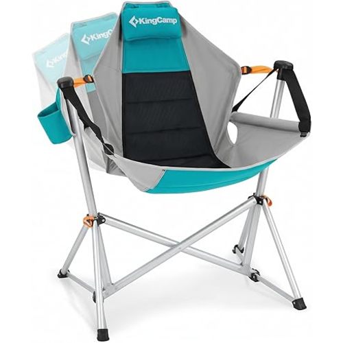 KingCamp Hammock Camping Chair, Swinging Portable Camp Chairs for Adults, 400lbs Heavy Duty Oversized Folding Rocking Chair with Adjustable Recline, Aluminum Alloy Frame for Outdoor Patio Beach Sport