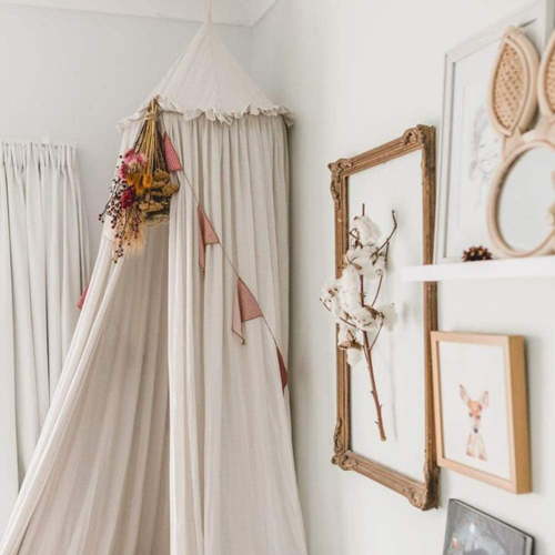 Bed Canopy with Frills Cotton Hanging Tent Curtain Net for Reading Nook Hideaway Bedding Play Room Decor
