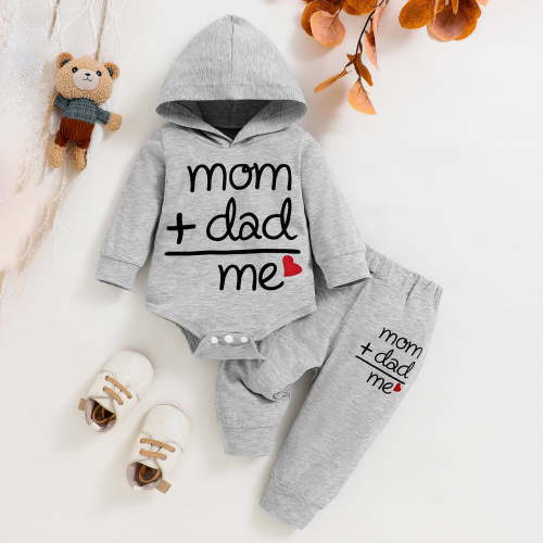newwalpole Newborn Baby Boy Clothes Plaid Letter Print Long Sleeve Hoodies + Long Pants with Hat 3PCS Fall Winter Outfits Set Gray for Size 12-18 Months