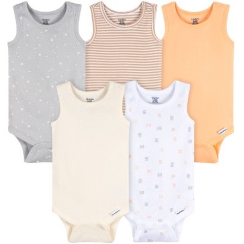 Gerber Baby Neutral 5-Pack Sleeveless Bodysuits, Earthy Neutrals, 6-9 Months