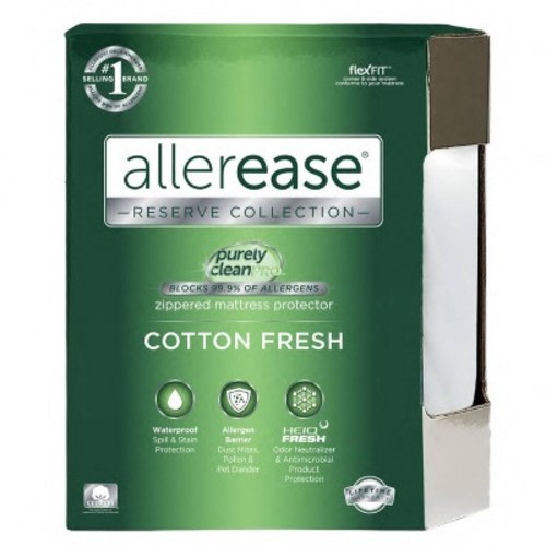 Allerease King Cotton Fresh Waterproof Allergen Barrier Zippered Mattress Protector: Hypoallergenic, Bed Bug Proof