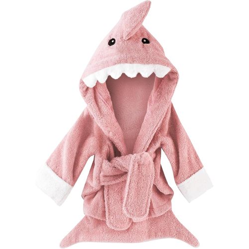 Baby Aspen Pink Girl's Baby Shark Hooded Towel/Newborn Terry Cotton Spa Bath Robe, Baby Beach Towel | Let The Fin Begin Baby Bath Towel