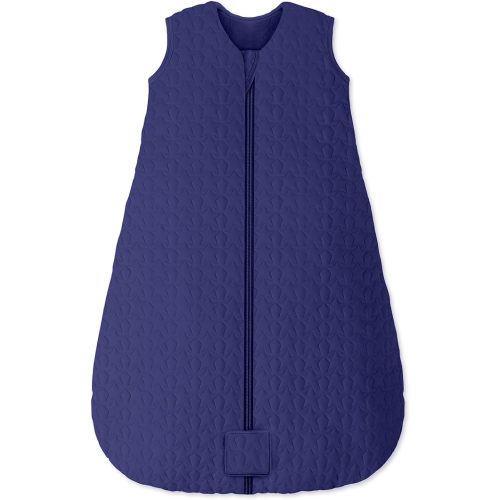Baby Sleep Sack 6-12 Months TOG 2.5 Winter Baby Wearable Blanket, 100% Cotton Fabric Newborn Infant Sleeping Sack 2-Way Zipper Quilted Baby Sleep Bag, Warm Soft Navy Blue