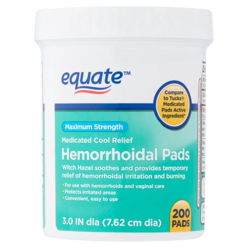 Equate Maximum Strength Medicated Cool Relief Hemorrhoidal Pads, 200 count