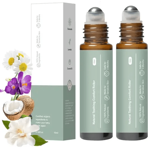 Teething Roller, Mamas Teether: Baby Teething Oil Roller, Natural Gentle Teething Relief Roller, Teething Roller All Natural for Babies- 2Pack