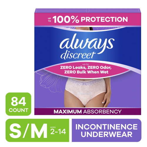 Always Discreet, Adult Incontinence Underwear, S/M, 84ct