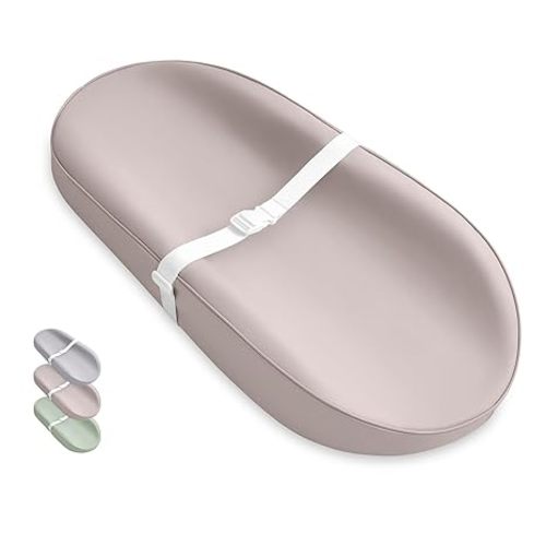 Blissful Diary Vegan Leather Baby Changing Pad with Waterproof & Wipe-Clean PU Cover, Avocado Size Cozy Diaper Changing Pad for Dresser and Table, Taupe