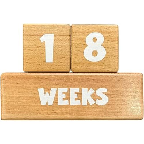 5 PCS Baby Milestone Blocks, Baby Age Blocks for Monthly Signs Wooden Photo Props Set Perfect for Baby Shower and Keepsake Pregnancy and new baby gift - Infant milestone toys - Wooden toys for baby shower gifts - Nursery decor for new mom (5 PIECE SET)