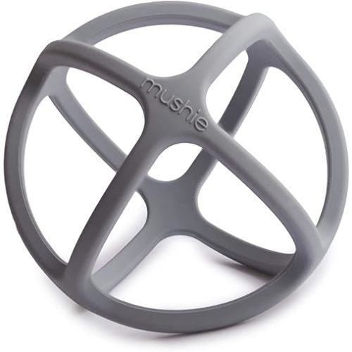 mushie Silicone Baby Teether Ball Toy (Dove Gray)