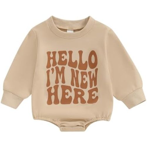 Newborn Baby Boy Girl Fall Clothes Funny Letter Print Sweatshirt Romper Oversized Infant Long Sleeve Bodysuit