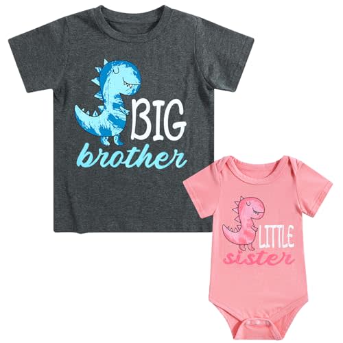 Funnycokid Big Brother Little Sister Matching Outfits Baby Girl Clothes Toddler Boys T-Shirt Announcement Gift