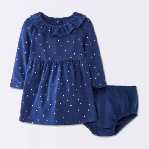 Baby Girls' Stars Dress - Cloud Island™ Navy Blue 6-9M