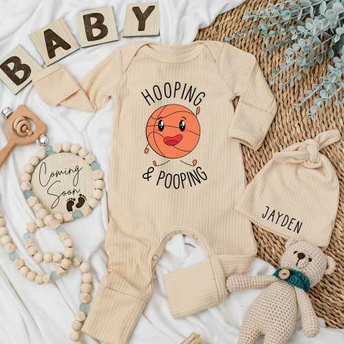 Hooping and Pooping Basketball Bodysuit, Baby Bodysuit Baby Shower Gift, Baby Outfit, going home, coming soon gift, newborn cute clothing