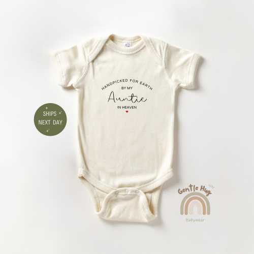 Handpicked For Earth By My Auntie In Heaven Bodysuit, Handpicked By My Aunt Baby Bodysuit, Aunt in Heaven Bodysuit, Cute Baby Shower Gift