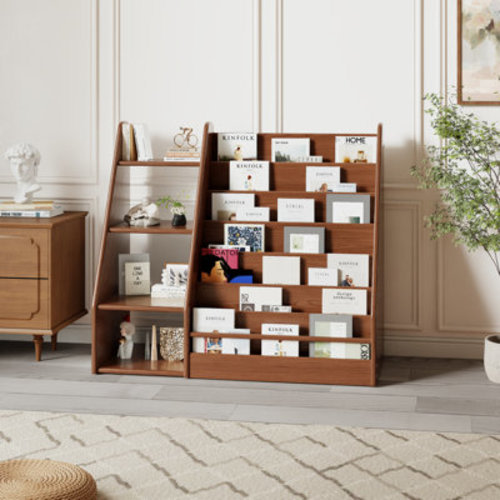 Latitude Run® Solid Wood Montessori Kids Bookshelf and Toy Storage Organizer 7 Tier Children Bookcase Freestanding Display Shelf | Wayfair