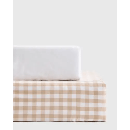 Organic Percale Gingham Crib Sheet 2-Pack in Cafe