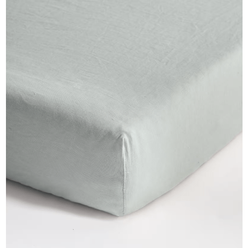 European Linen Fitted Crib Sheet in Mist