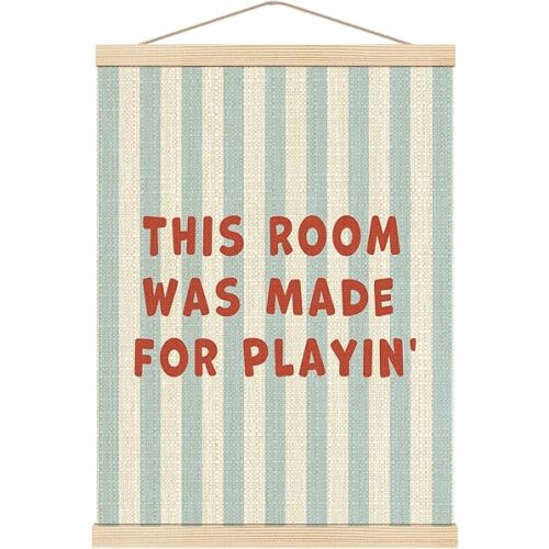 Boat Wades Kids Playroom Wall Art Poster Hanger Frame, Retro Trendy Blue Striped Play Room Wall Decor for Toddler Kids Boys Girls Room Bedroom Playroom Nursery, 12x16 Inch
