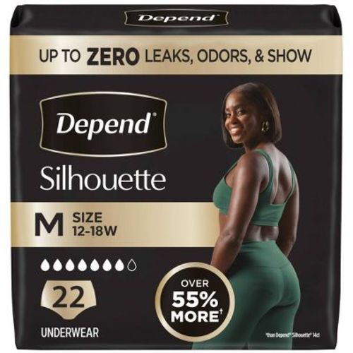 Depend Silhouette Incontinence & Postpartum Underwear for Women - Maximum Absorbency - M - Pink - 22ct