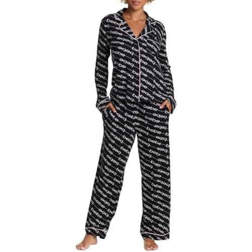 bebe Button Down Pajamas for Women, Long Sleeve Button Up Pajamas with Pants, Ladies Sleepwear PJ Set