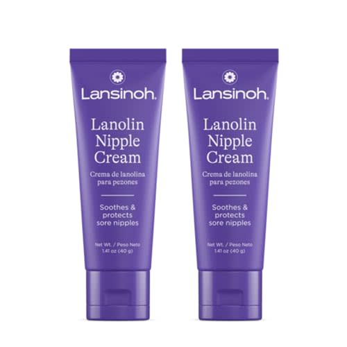 Lansinoh Nipple Cream Safe for Breastfeeding Baby, 100% Natural Nipple Butter, Breastfeeding Essentials for Postpartum Moms, 1.41 Ounces (2 Pack)