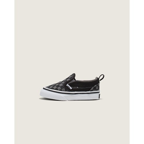 Toddler Classic Slip-On V Checkerboard Shoe in Black / Pewter Grey | Vans