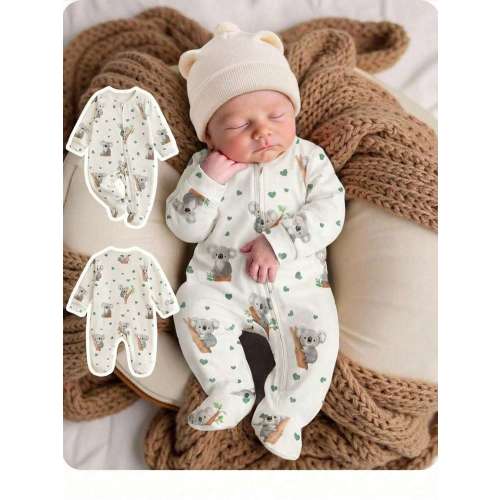 Newborn Baby Girl Casual Cute Cartoon Pattern Knit Long Sleeve Pajamas | SHEIN EUQS