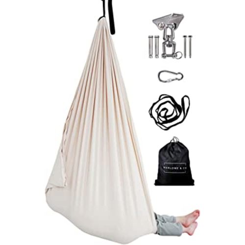 Marlowe & Co Indoor Sensory Therapy Swing for Children, Double Layer Cotton Swing, Hardware Included, Swing and Hammock Chair for Sensory Integration (Oat)