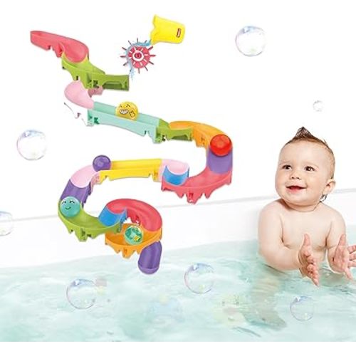 Toddler Bath Toys for Kids, DIY Bathtub Toys with Suction Cups, Fun Baby Shower Toys with Slide Track Birthday Gift for 2 3 4 5 6 Yeas Old Boys and Girls Bath Time