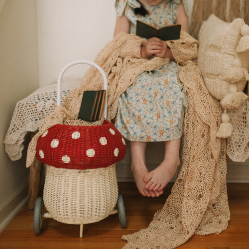 Rattan Mushroom Luggy, Red - Olli Ella | Maisonette