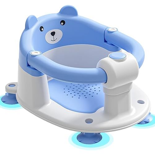 Baby Bath Seat for Toddler 6 Months and up, Non-Slip All Round Protection Newborn Bath Chair with Suction Cups for Infants Babies Sitting up, Baby Bath Tub, Blue
