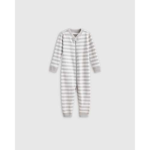 100% Organic Cotton One Piece Pajama in Grey Stripe