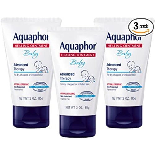 Aquaphor Baby Healing Ointment, Advanced Therapy for Chapped Cheeks and Diaper Rash, 3 Ounce (Pack of 3)