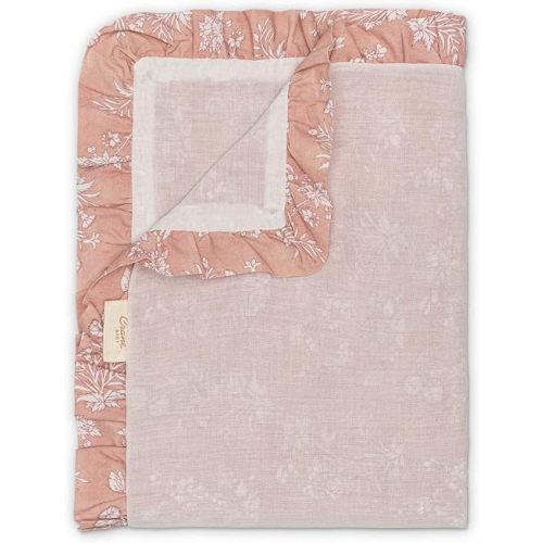 Crane Baby Violet Floral Muslin Blanket with Ruffle Trim, 100% Cotton Baby Girl Nursery Blankets, Muslin Baby Blanket, Pink Nursery Decor, Lightweight Breathable Blankets for Baby Girl, Registry Gift